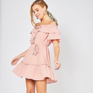 Blush Sandy Beaches Tassel Tie Dress